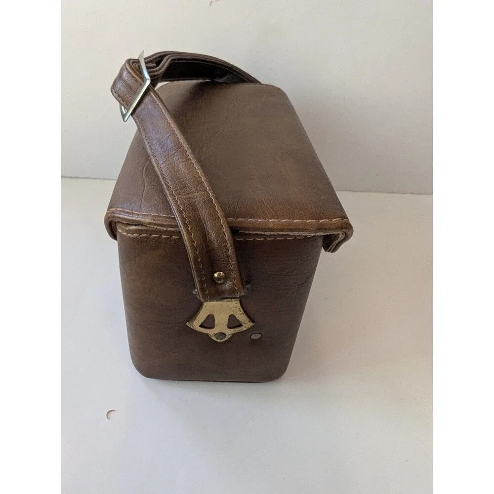 Vintage Brown Vinyl Hard Video Camera Case with Strap 10